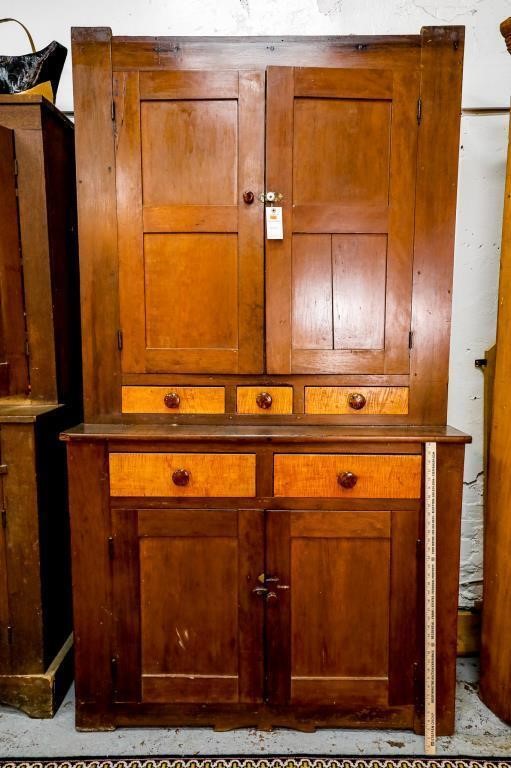 Early American 1-Piece Walnut Step Back Kitchen