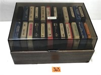 Vintage 8 Track Tapes and Storage Bin
