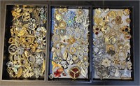 Costume Jewelry Brooches 3 Trays