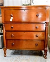 Antique Cherry Finish Empire Style 4 Drawer Chest