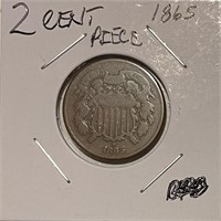 US 1865 2 Cent Piece - very nice