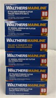 Six Walthers HO Scale Flatcars