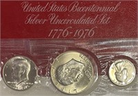 US (3) 40% Silver 1976S UNC Set Type I $1