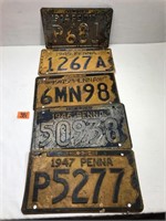 1944,1945,1946 & 1947 Pennsylvania License Plates