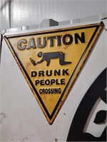 Drunk People Crossing Metal Sign