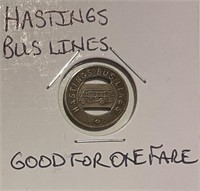 Hastings Bus Lines Good For One Fare Token