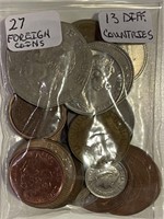 27 Foreign Coins 13 Different Countries