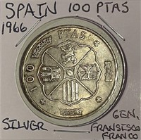 Spain 1966 Silver 100 Ptas