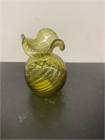 Vintage green glass vase