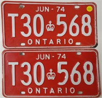 1974 Red Ontario License Plates