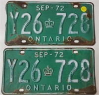 1972 Green Ontario License Plates