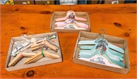(3) Boxes of Vintage Child's Wooden Hangers