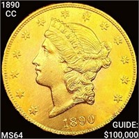 1890-CC $20 Gold Double Eagle NICELY CIRCULATED+