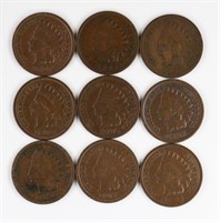 (9) x US INDIAN HEAD PENNIES