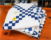 (4) Quilts; Blue and White Pieced Triangle Hand