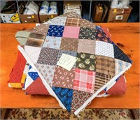 (4) Unbound Hand Quilted Quilts with Modern