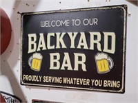 Backyard Bar Metal Sign
