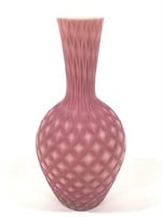 Pink Cut Velvet Diamond Quilted Satin Glass Vase