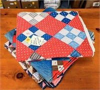 (3) Quilts; 9 Patch Antique Hand Quilted Quilt