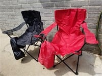 2- Academy Folding Lawn Chairs Red/ Black