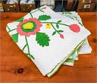 (3) Quilts; Appliqued Embroidered Floral Quilt
