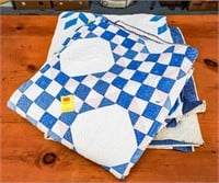 (4) Quilts; Blue and White Star Hand Quilted