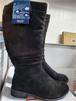 Womens Black 8M Suede Alex Barbo zip boot