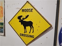 Moose Crossing Metal Sign