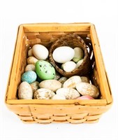 Basket of  Vintage Wooden Eggs