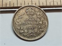 OF) 1907 Canada silver five cents