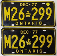 1977 Black & Yellow Ontario License Plates