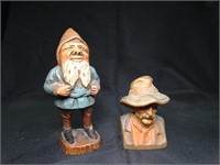 2 Small Wood Figurines / Characters