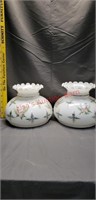 Floral painted lamp  shades. Set of 2.