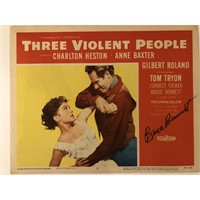 Three Violent People signed lobby card