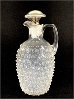 Clear Hob Nail Glass Decanter w/ Mercury Stopper