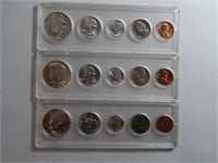 (3) 1964 Coin Sets Uncirculated Silver Half