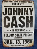 Johnny Cash Folsom State Prison Metal Sign - 8" x