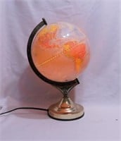 Lighted world globe touch lamp, 16" tall