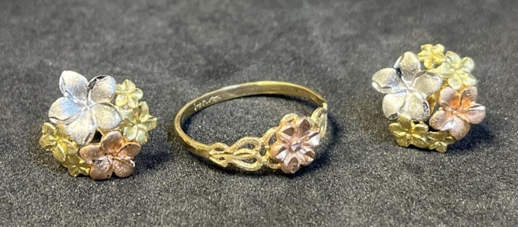 14K Gold Ring & Earrings 3.6 Grams