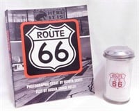 Route 66 book - Glass Route 66 sugar shaker, 6"