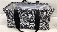 Thirty One extra large basket bag, black print,