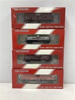 Four Red Caboose HO Scale Train Cars NIB