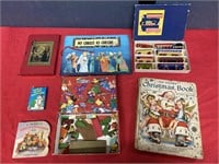Vintage Christmas books and toys