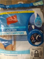 5 Pk Cotton Hipsters size 5 Small -NIP
