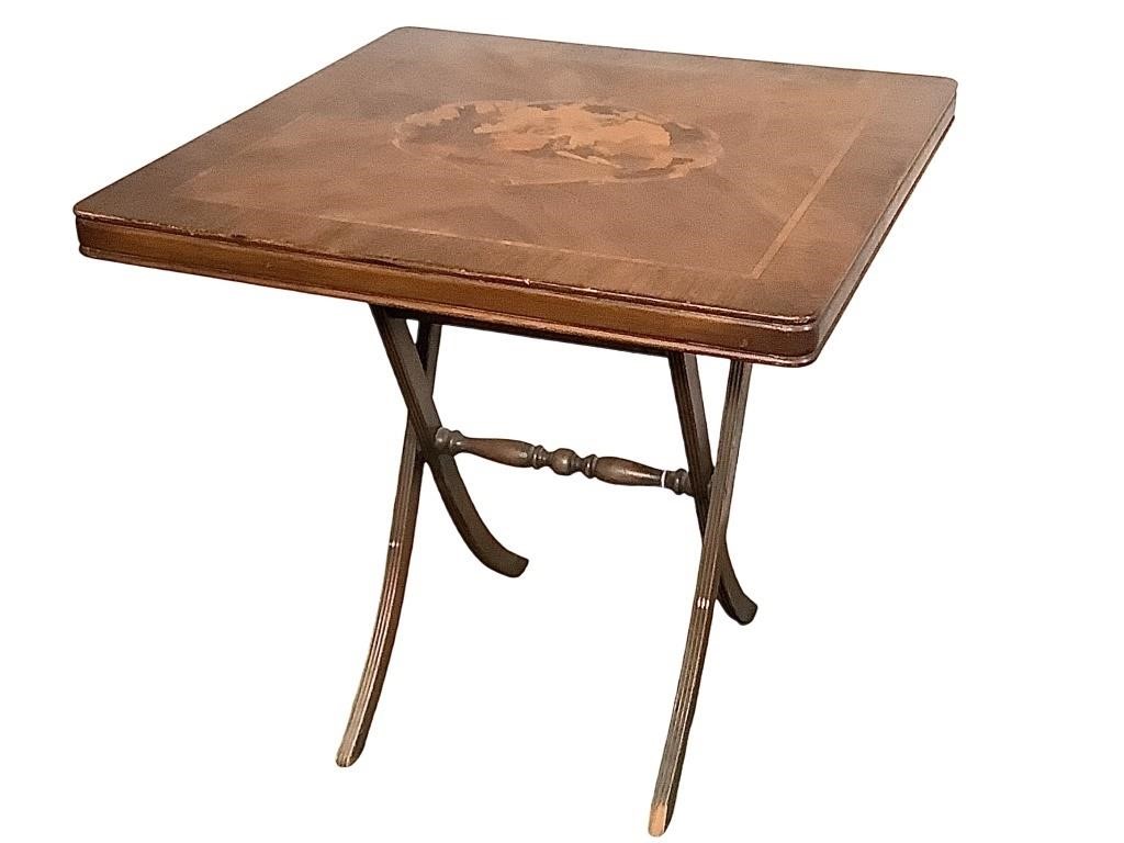 Marquetry Inlaid Folding Card Table