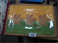 Foreside Ceramic / Yellow & Green Leaves Platter