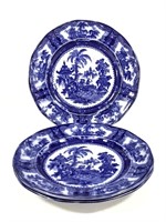 3 William Adams Co. Kyber Flow Blue Plates