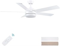 YUHAO 52 inch White Ceiling Fan with Lights and Re