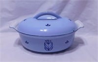 Holland blue oval enameled cast iron casserole