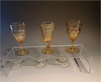 set of 3 amber inverted thumbprints wine